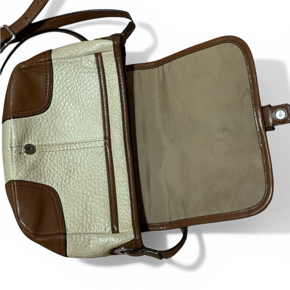 Coach Hadley Leather D1494-F31664 Crossbody Handbag Colorblock Ivory & Brown - Picture 3 of 10